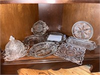 Collection of Vtg. Cut Glass Condiment Plates