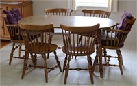 Wooden Dining Table and Six Chairs