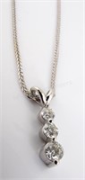 14K White Gold Three-Diamond Pendant