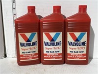 3 bottles of Valvoline motor oil