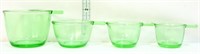 Set of 4 green glass measuring scoops
