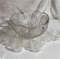 Crystal Punch bowl and cups