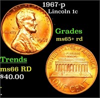 1967-p Lincoln Cent 1c Grades Gem+ Unc RD