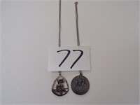 2 Vintage 1776 Necklaces Silvertoned