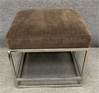 Chrome Ottoman with Cushioned Top
