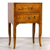 Italian Small Inlaid Side Table w/ Two Drawers