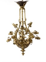 Gilt Bronze Neoclassical Floral Basket Chandelier