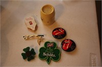 Pins magnets and advertising pieces