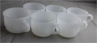 6 Vtg Opaque Milk Glass Cups