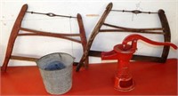 (2) Bucksaws, Hand Water Pump & Galvanized Pail