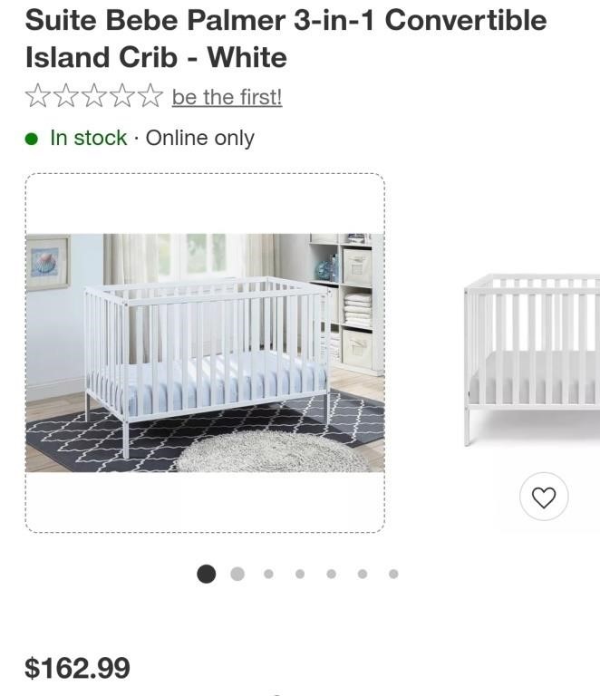 Palmer 3-in-1 Island Crib-White