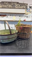 Orchard basket, painted basket, metal basket