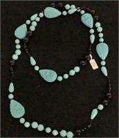 Long Turquoise & Black onyx Necklace