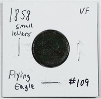 1858  Sm Letters  Flying Eagle Cent  VF details