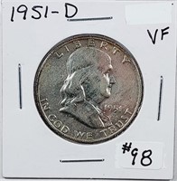 1951-D  Franklin Half Dollar   VF