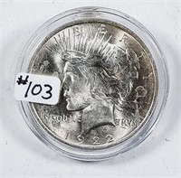 1922  Peace Dollar   AU