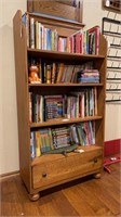 Tall Wooden Bookshelves with Drawer