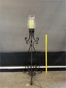 Vintage Tall Wrought Iron Floor Candle Holder 40"