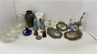 Misc odds and ends lot: pictures, brass bird,