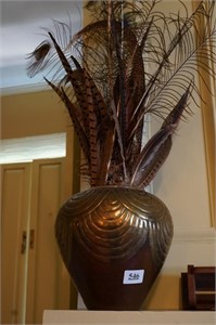 Mixed Metals Vase w/Feathers