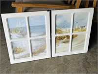 2 window framed print of sea side