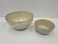 (2) CROCK BOWLS, CHIPPED, CRACKED