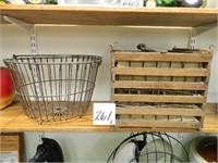 Wire Egg Basket & Wood Egg Crate -