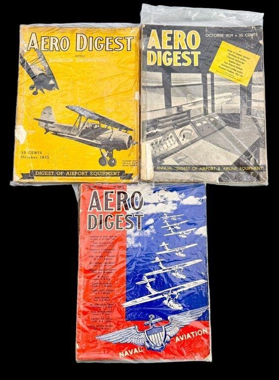 (3) Aero Digest magazines, 1935, 1939 & 1940