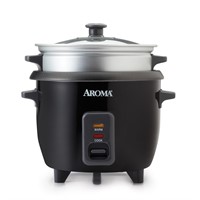 Aroma 6-Cup Pot Style Rice Cooker, Black