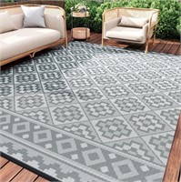 WF1046  SIXHOME Outdoor Rug, 5'x8', Grey White