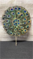 Antique Fan Made From Peacock Feathers 16" Long