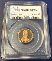 2000- S Lincoln Proof Red Seep Cameo Cent