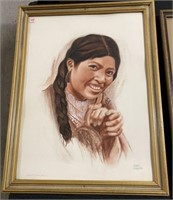 Mexican Girl Painting, signed