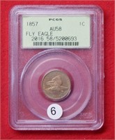 1857 Flying Eagle Cent PCGS AU58
