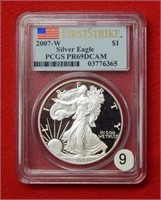 2007 W American Eagle PCGS PR69DCAM 1 Oz Silver