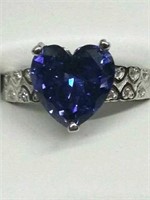 Blue Tanzanite Heart Solitaire Ring