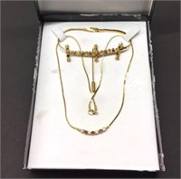 Matching Necklace, Bracelet, Earrings, & Lapel Pin