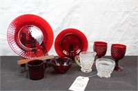 Ruby HobNob Glassware Set and Textured Glass