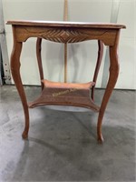 Antique square quarter - sawn oak side table,