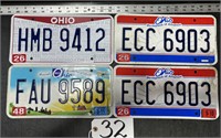 4 Ohio License Plates