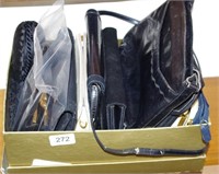 Box of various ladies handbags etc