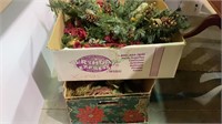 2 boxes of Christmas decor.  Includes 3 wreaths,