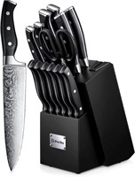 ULN - D.Perlla 14-Pc Waved Kitchen Knife Set