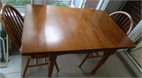 Maple Dropleaf Table & 2 Chairs 47x32x30
