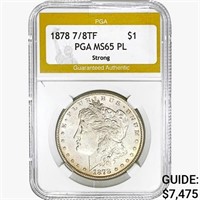 1878 7/8TF Morgan Silver Dollar PGA MS65 PL