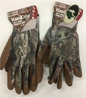 2 New Pr HandCrew Mossy Oak Latex Gloves Size XL