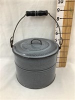 Gray Graniteware Berry Bucket w/ Lid, 5”T, 6”