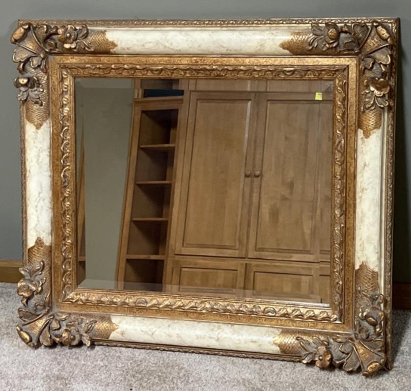Gold Tone Decorative Framed Beveled Mirror