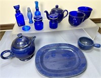 Vintage Cobalt Glass & Potteryware Collection See