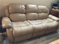 Tan Faux Leather Reclining 3 Seater Sofa